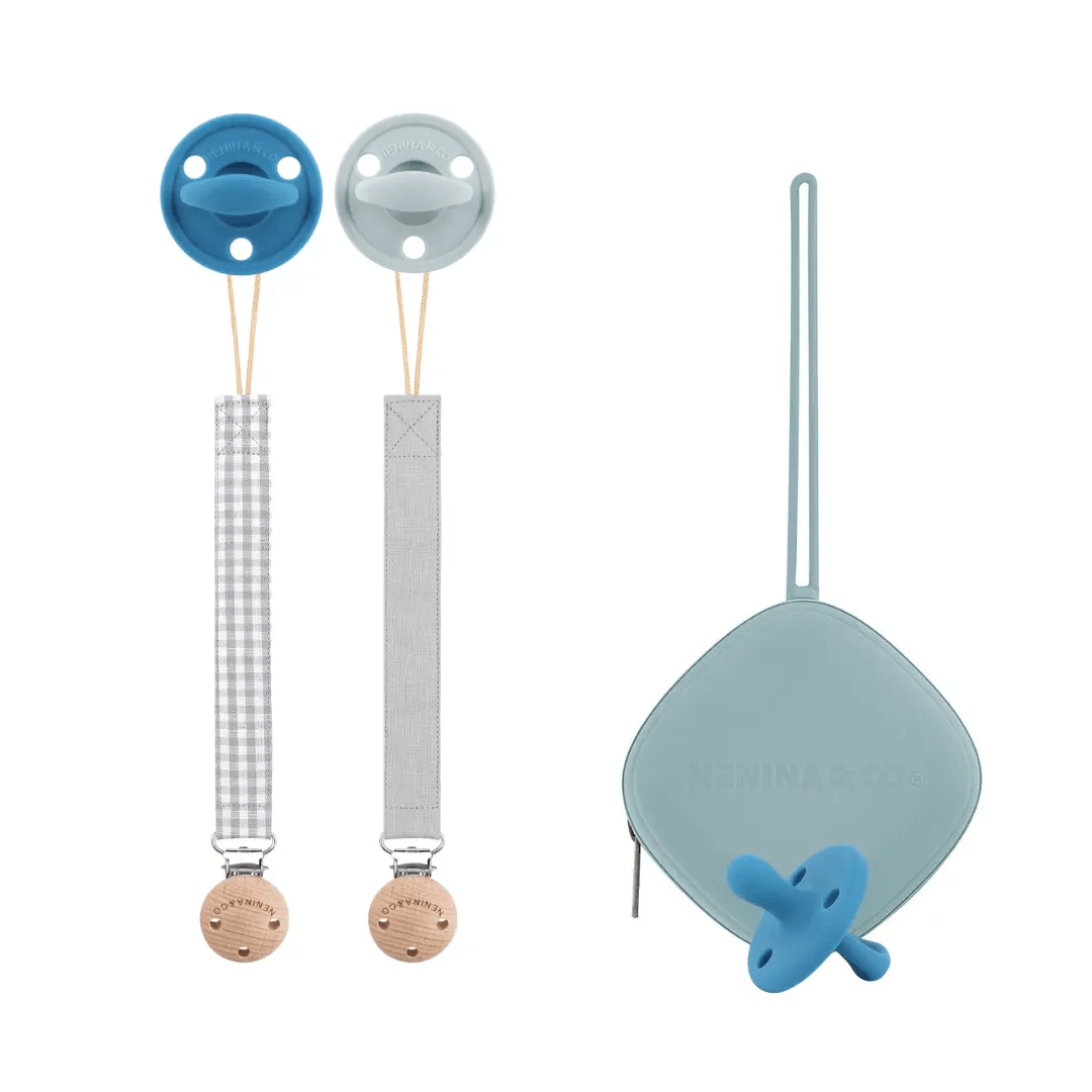 Kit Nenina & Co Rosa pálido + Rosa| 2 Chupetes + 2 Chupeteros + Guardachupete