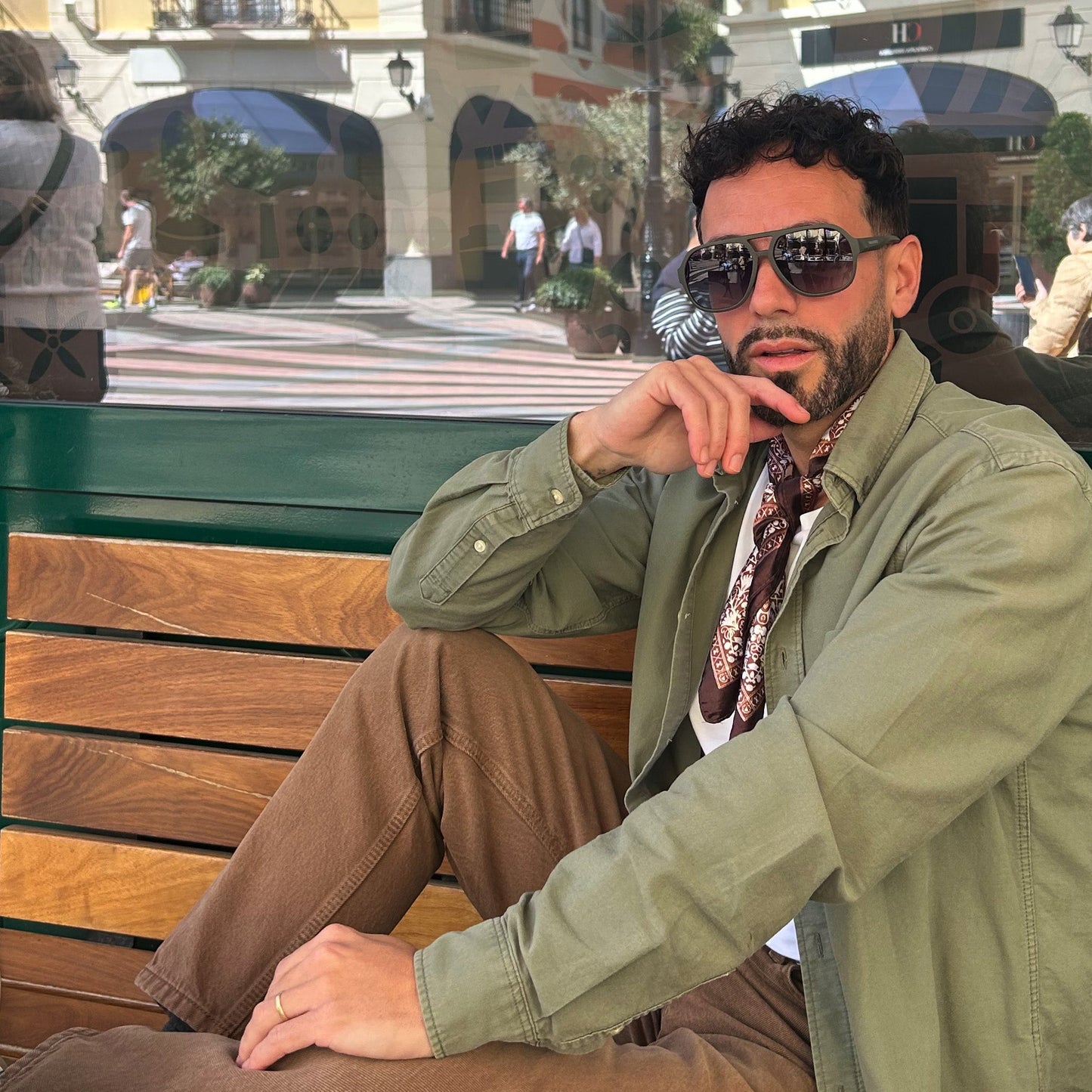 Itzurun · gafas de sol de goma verde con lentes UV400 en degradado gris