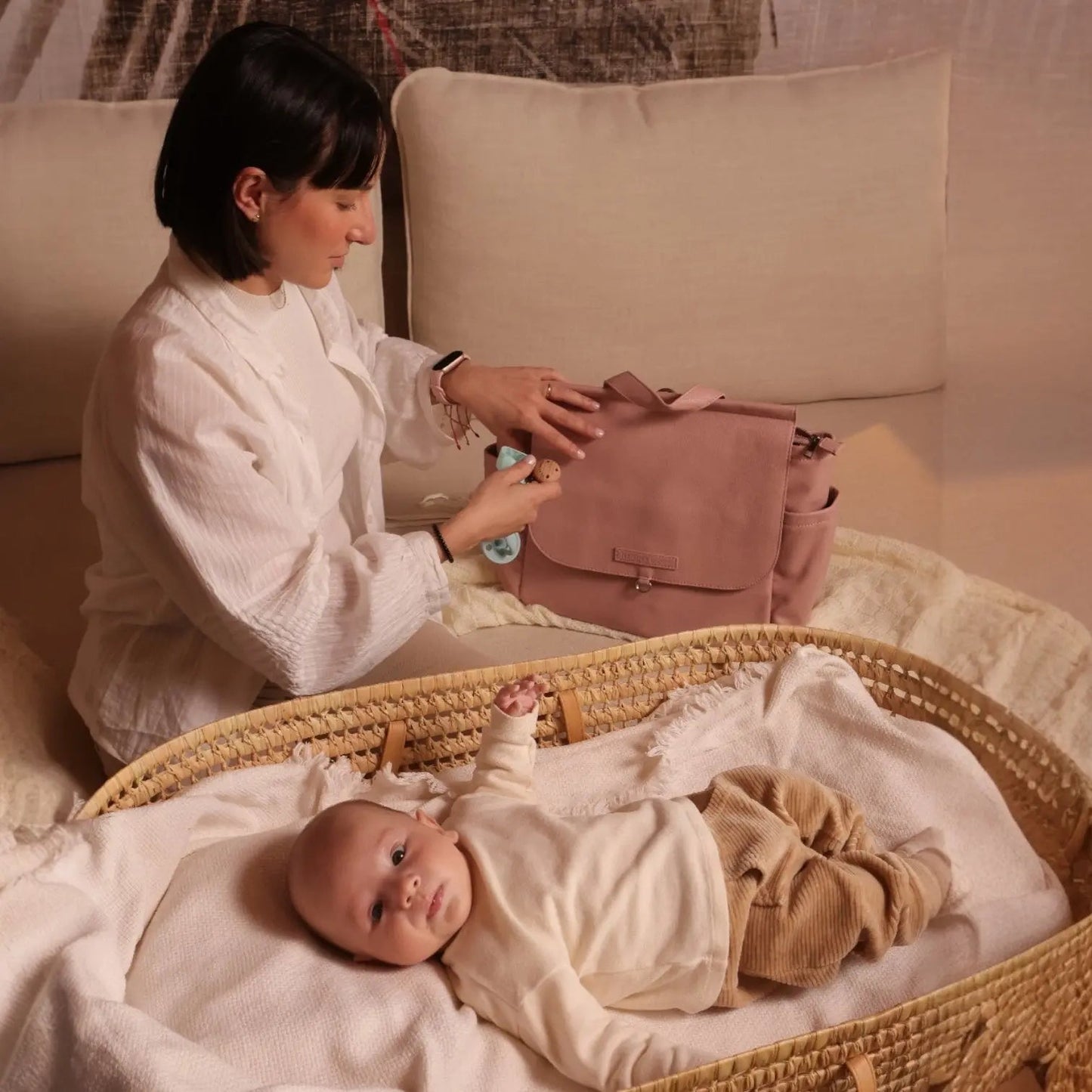 Kit Nacimiento Bebé Completo: Bolso Maternal, Cambiador, Neceser, Portadocumentos y Chupete Clásico | Nenina & Co