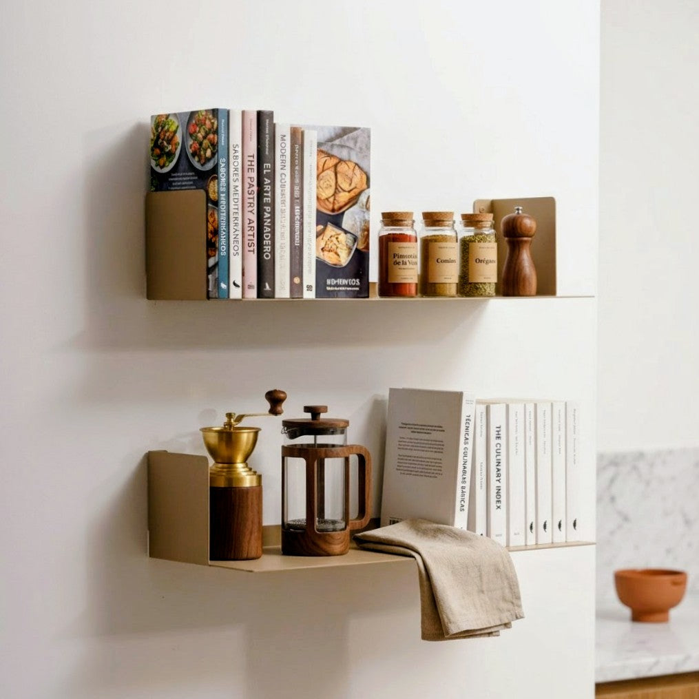 Estantería de pared en acero inoxidable negro beige o blanco
