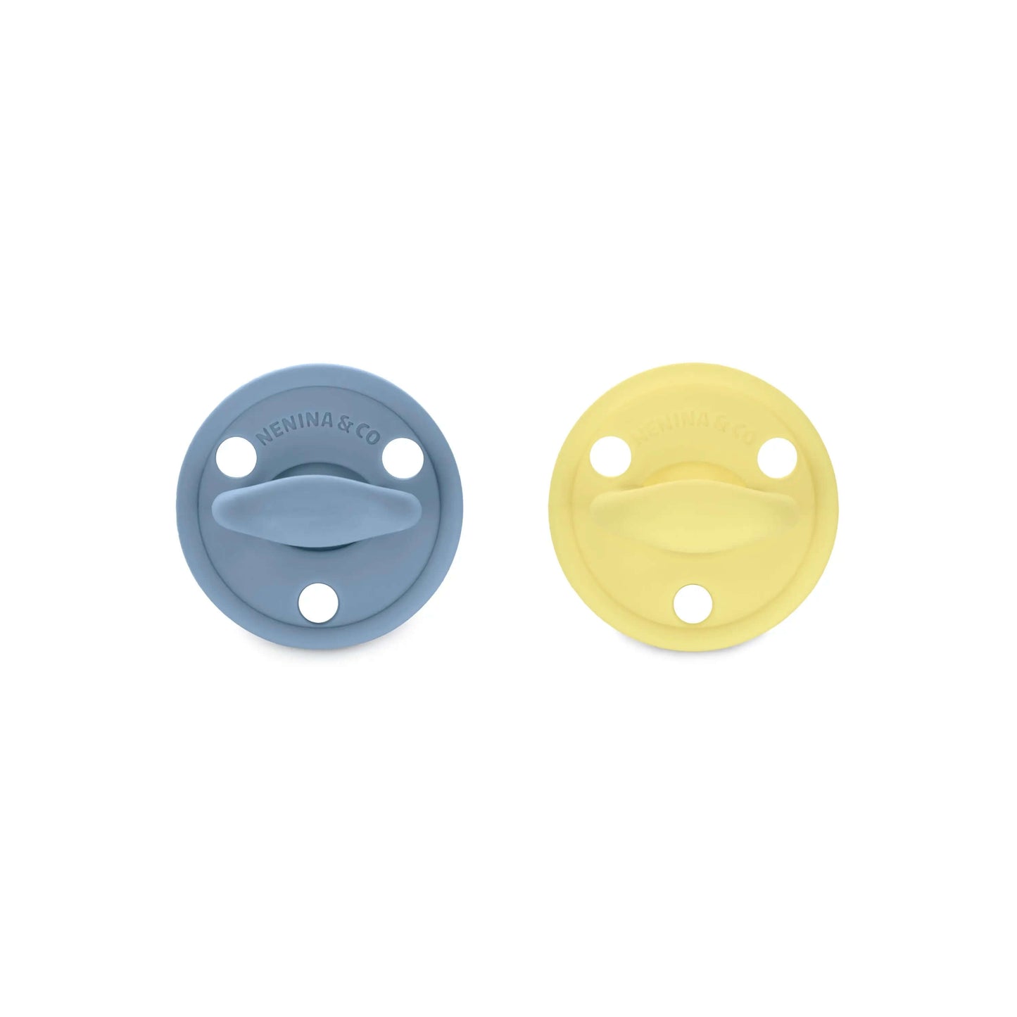 Kit bebé 1 Guardachupete + 2 Chupeteros + 2 Chupetes Blue y Amarillo DIAMOND Nenina & Co
