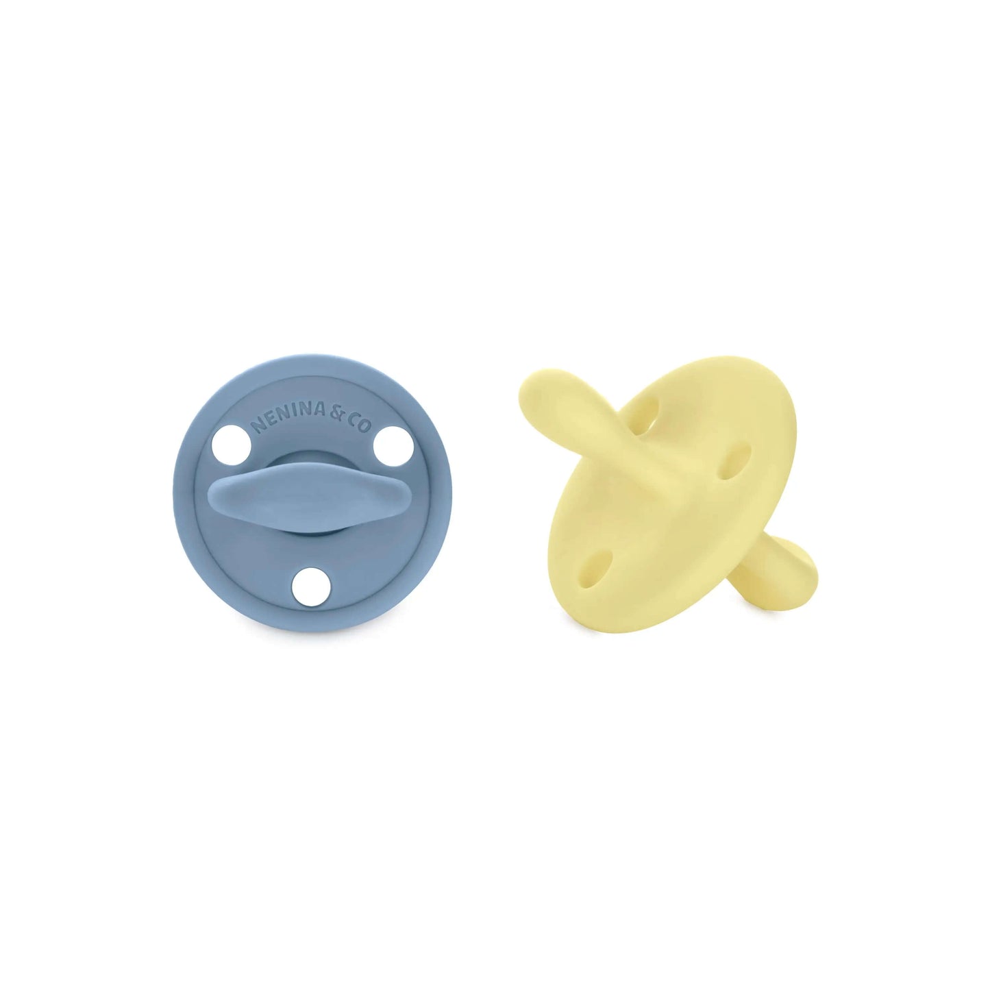 Kit bebé 1 Guardachupete + 2 Chupeteros + 2 Chupetes Blue y Amarillo DIAMOND Nenina & Co