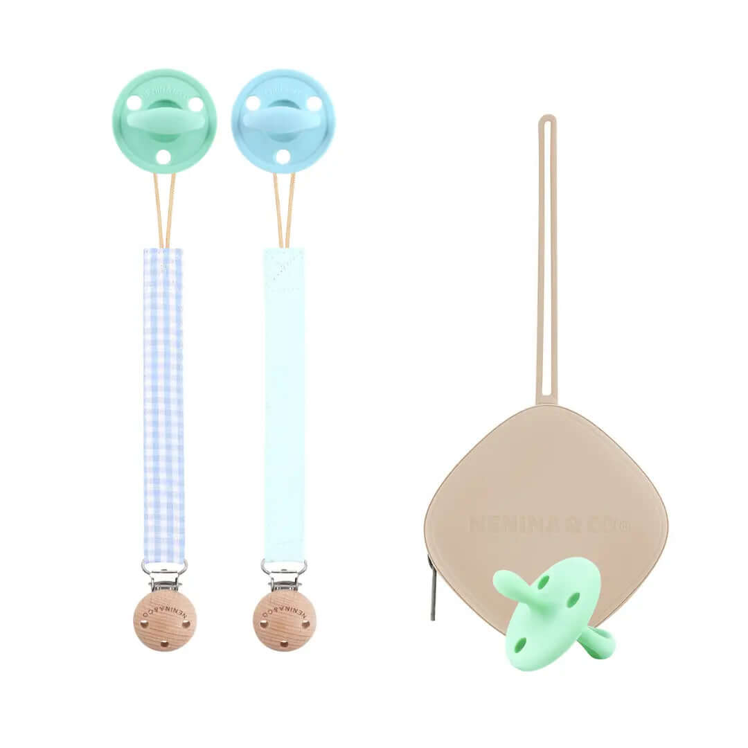 Kit 1 Guardachupete + 2 Chupeteros + 2 Chupetes DIAMOND Nenina & Co