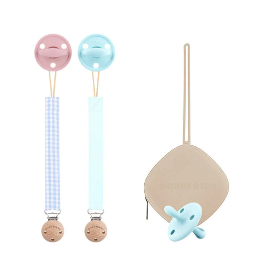 Kit 1 Guardachupete + 2 Chupeteros + 2 Chupetes DIAMOND Nenina & Co