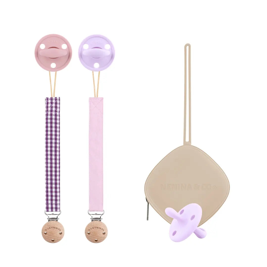 Kit 1 Guardachupete + 2 Chupeteros + 2 Chupetes DIAMOND Nenina & Co