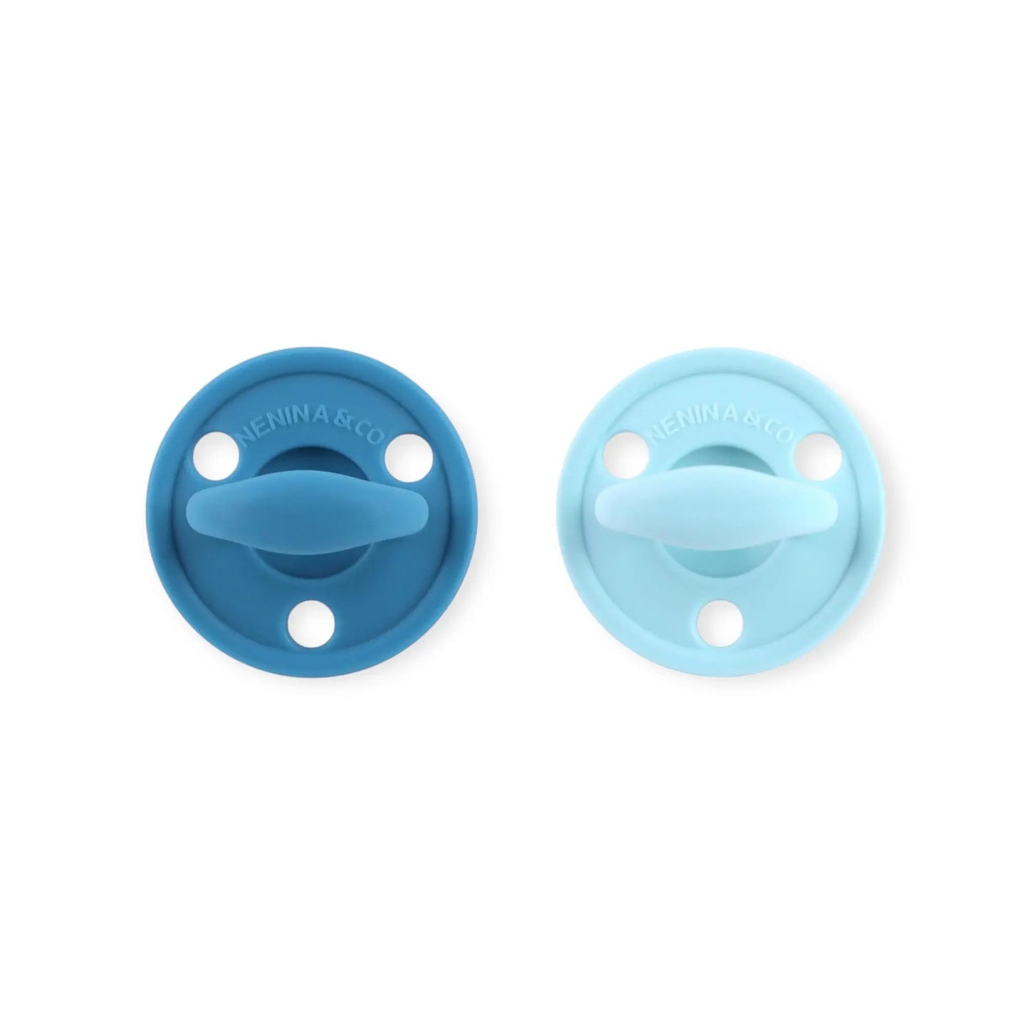 Kit 2 Chupetes Clásicos para Bebé Azul y Celeste | Silicona Orgánica Nenina & Co