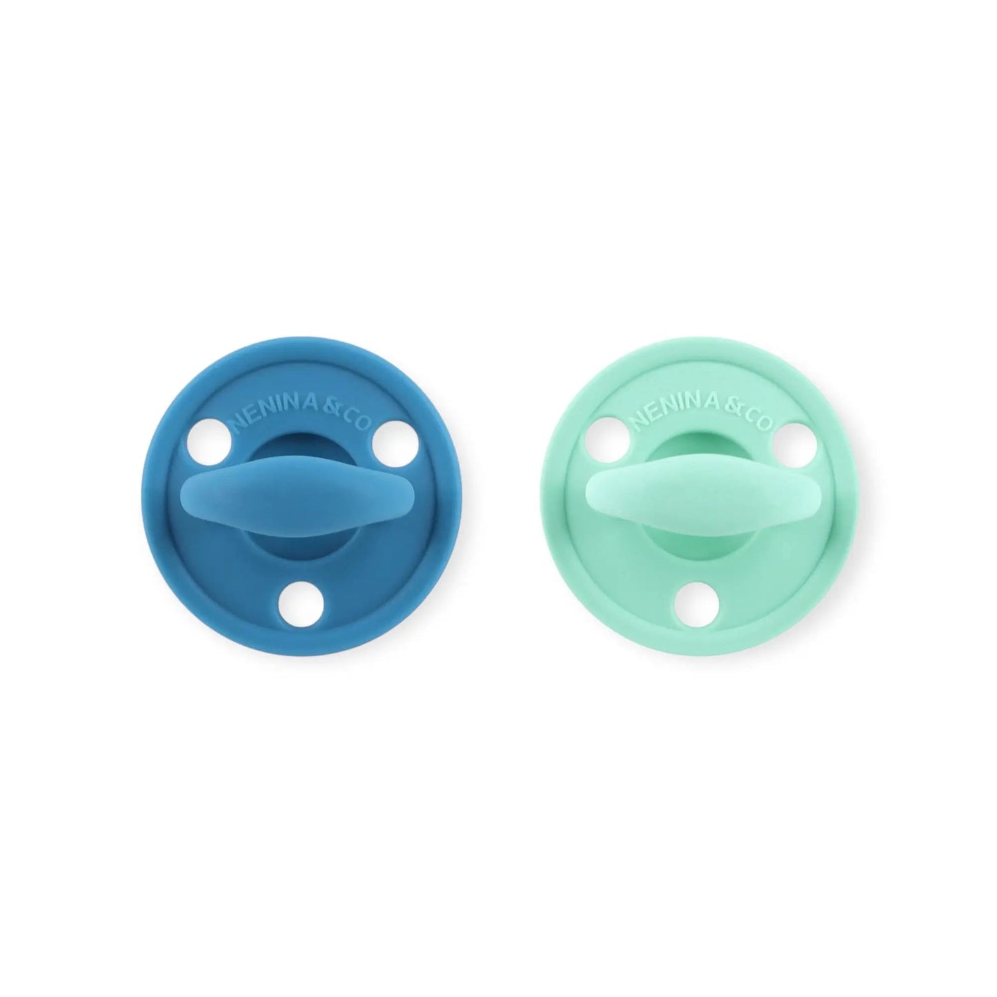 Kit 2 Chupetes Clásicos para Bebé Blue y Mint | Silicona Orgánica Nenina & Co