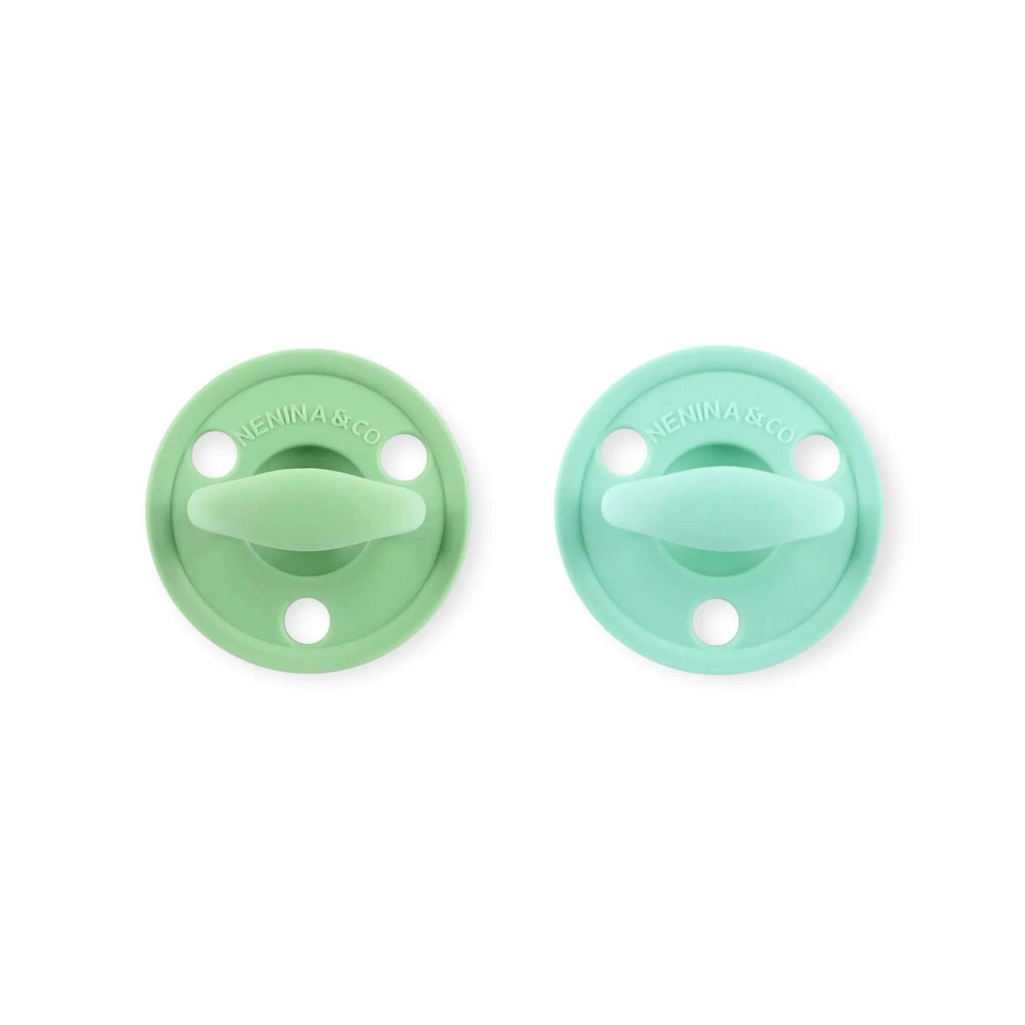Kit 2 Chupetes Clásicos para Bebé Oliva y Mint | Silicona Orgánica Nenina & Co
