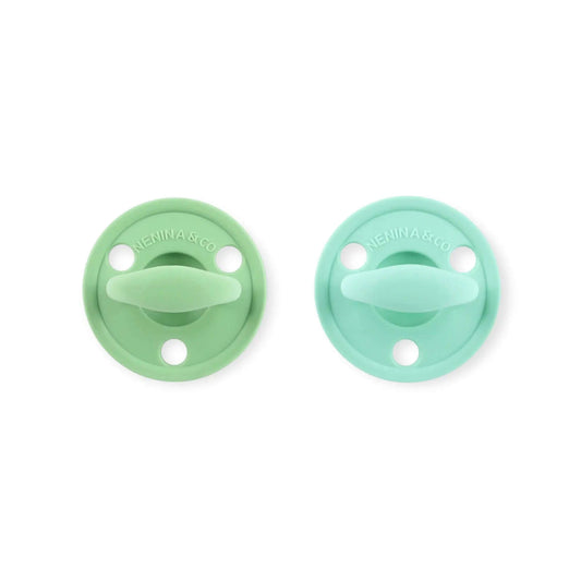 Kit 2 Chupetes Clásicos para Bebé Oliva y Mint | Silicona Orgánica Nenina & Co