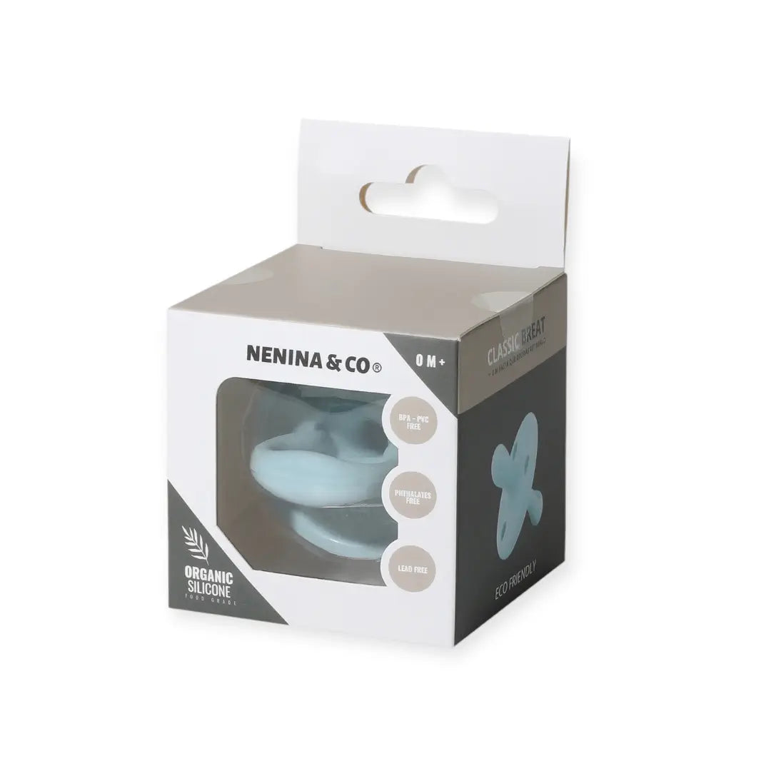 Kit 2 Chupetes Clásicos para Bebé Oliva y Celeste | Silicona Orgánica Nenina & Co