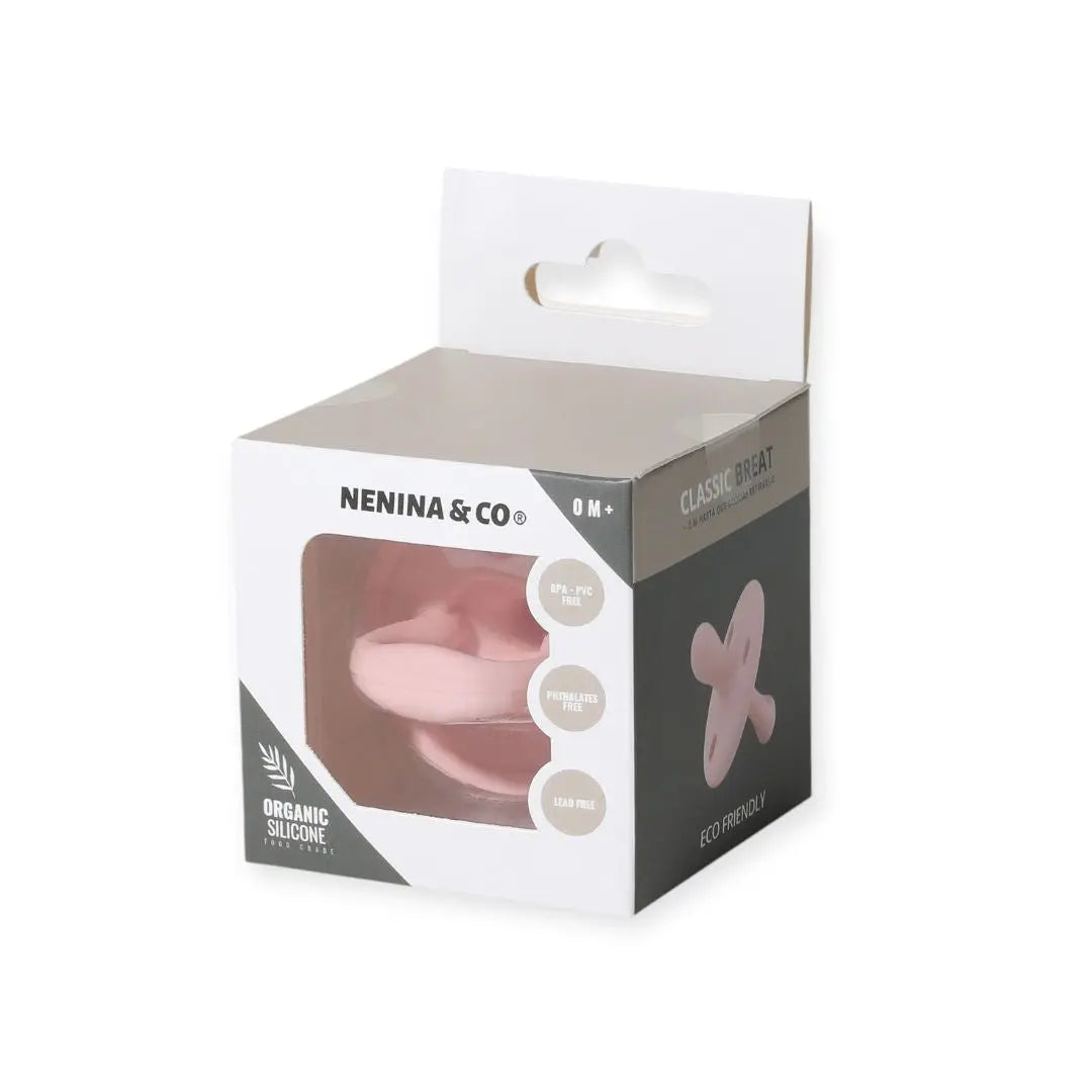 Kit 2 Chupetes Clásicos para Bebé Rosa Pálido y Celeste | Silicona Orgánica Nenina & Co