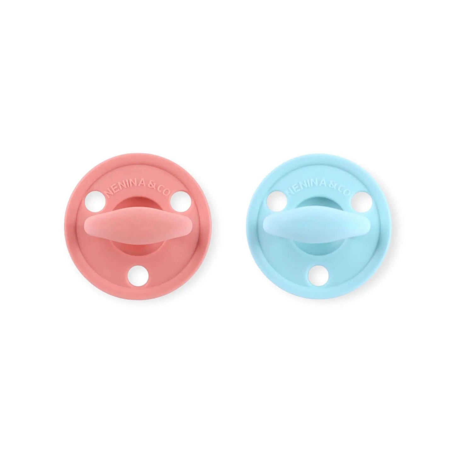 Kit 2 Chupetes Clásicos para Bebé Rosa y Celeste | Silicona Orgánica Nenina & Co