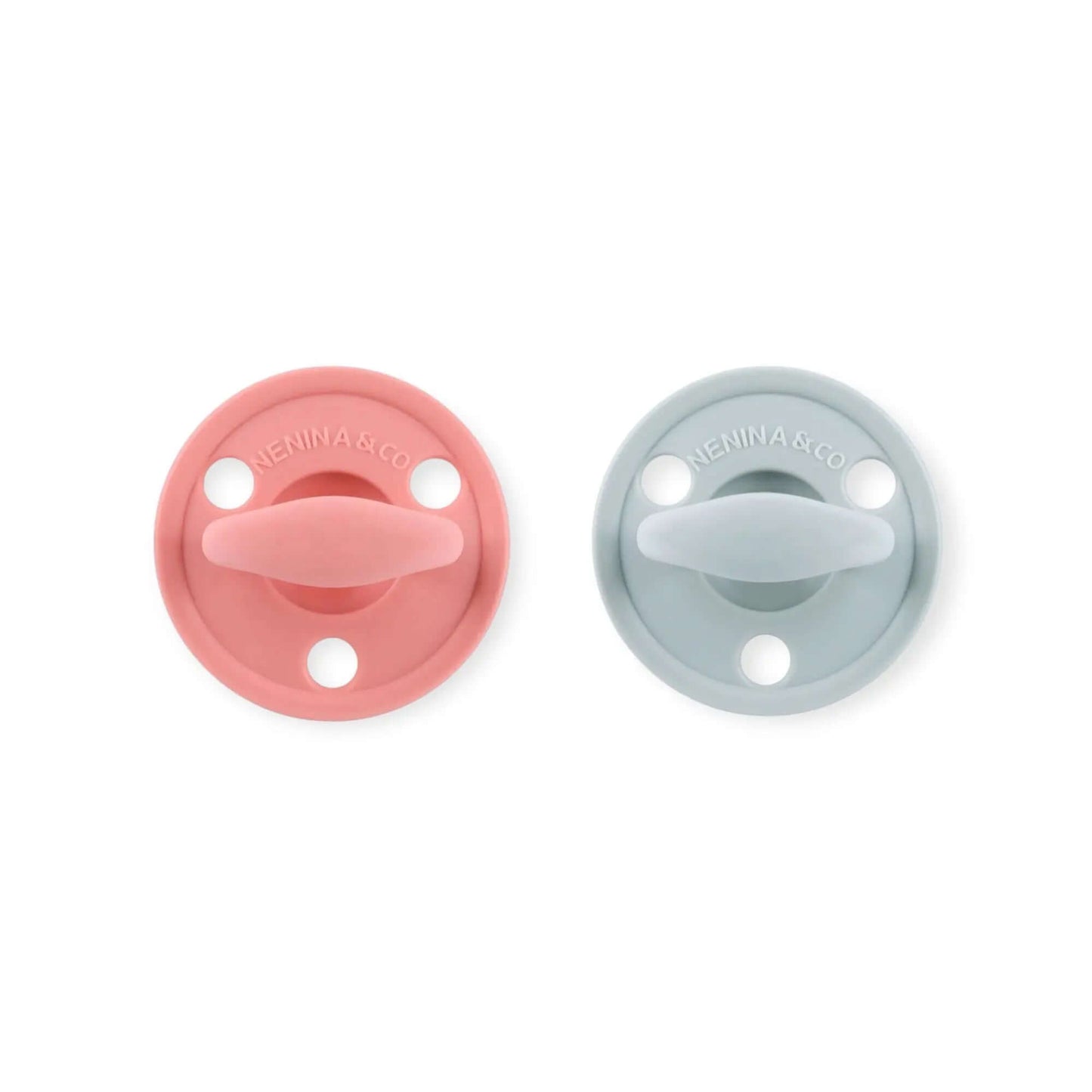 Kit 2 Chupetes Clásicos para Bebé Rosa y Gris | Silicona Orgánica Nenina & Co