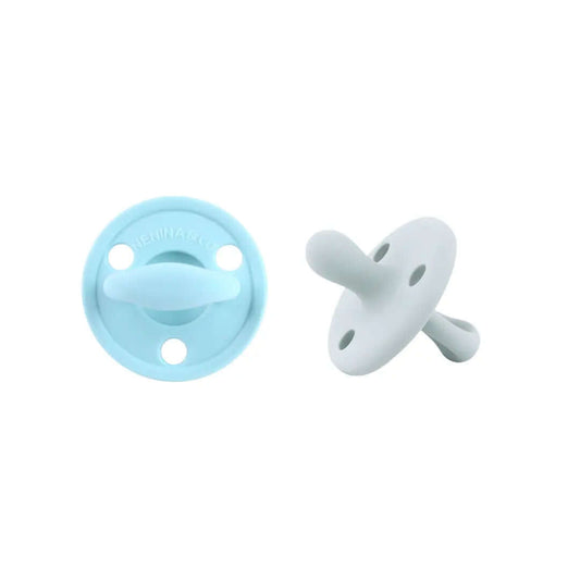 Kit 2 Chupetes Clásicos para Bebé Celeste y Gris | Silicona Orgánica Nenina & Co