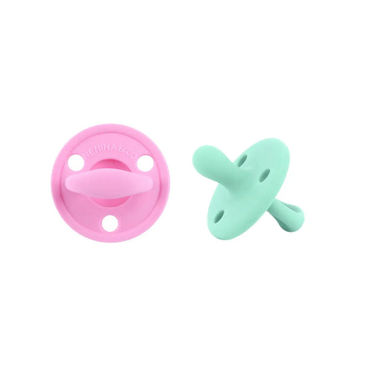 Kit 2 Chupetes Clásicos para Bebé Rosa Chicle y Mint | Silicona Orgánica Nenina & Co