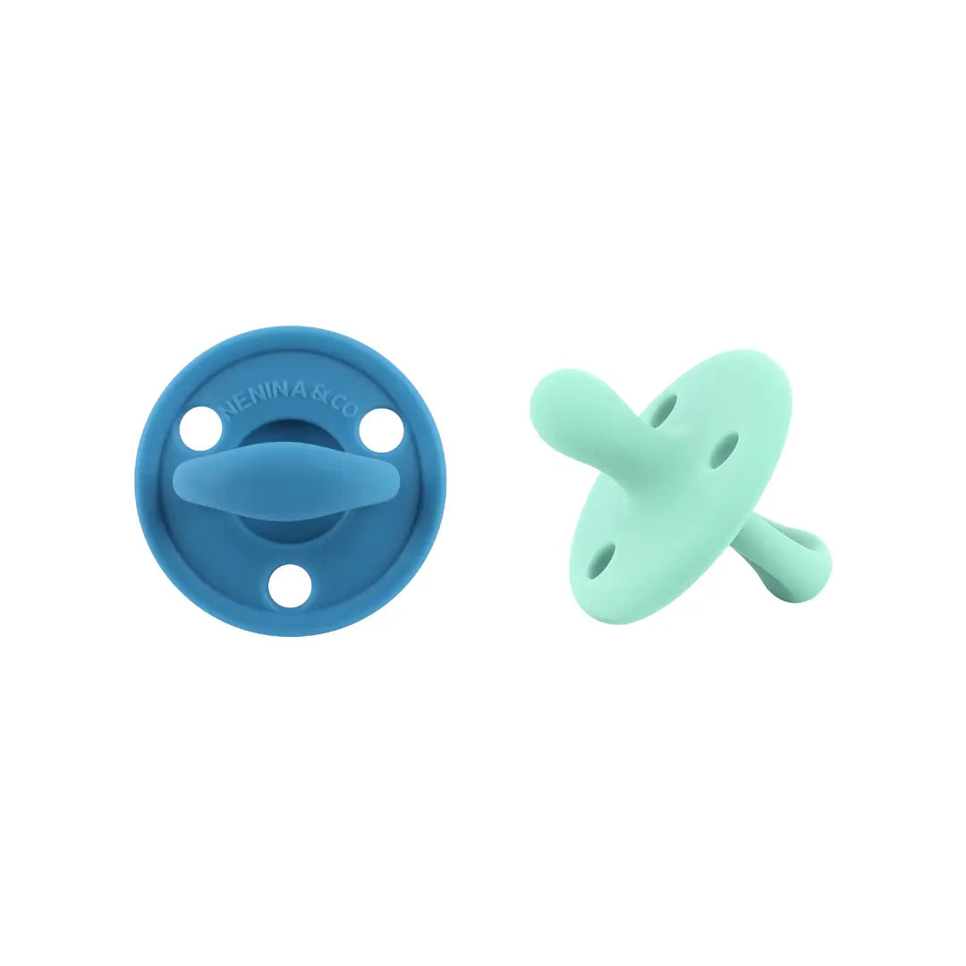Kit 2 Chupetes Clásicos para Bebé Blue y Mint | Silicona Orgánica Nenina & Co