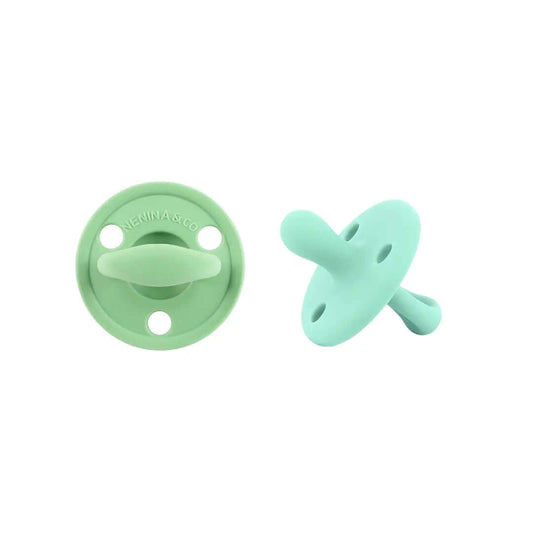 Kit 2 Chupetes Clásicos para Bebé Oliva y Mint | Silicona Orgánica Nenina & Co