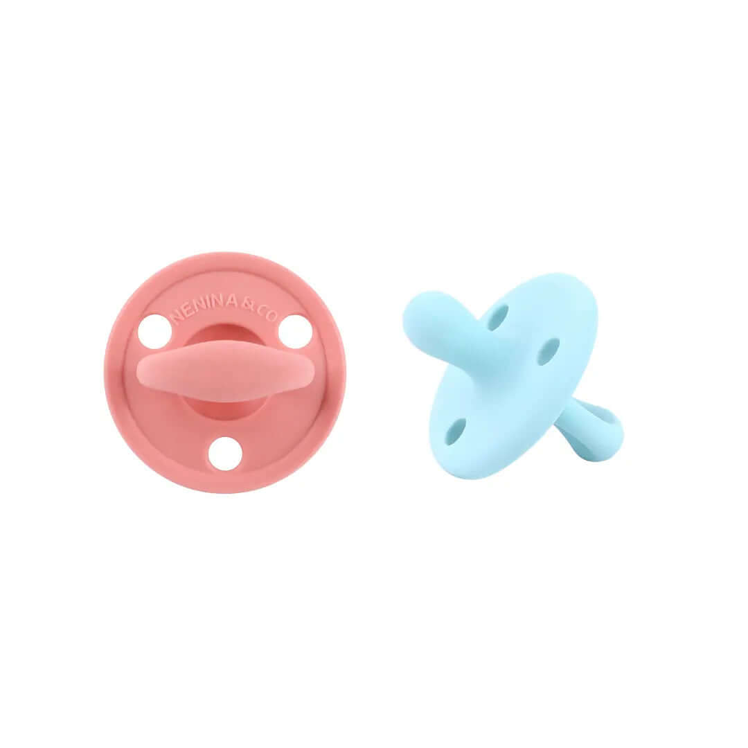Kit 2 Chupetes Clásicos para Bebé Rosa y Celeste | Silicona Orgánica Nenina & Co
