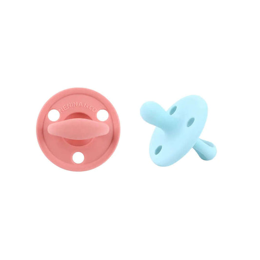 Kit 2 Chupetes Clásicos para Bebé Rosa y Celeste | Silicona Orgánica Nenina & Co