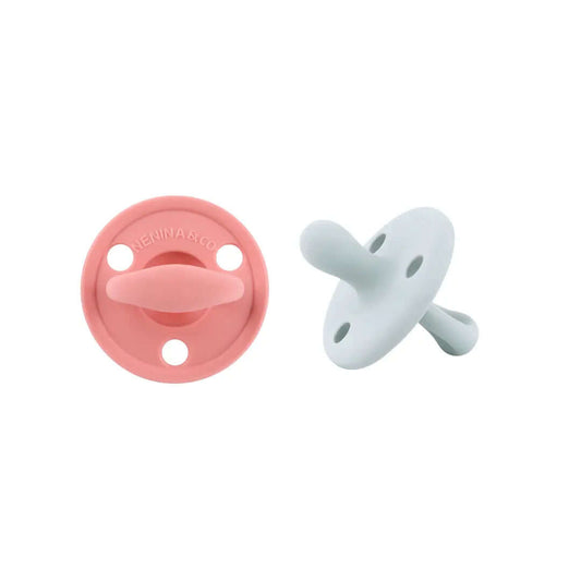 Kit 2 Chupetes Clásicos para Bebé Rosa y Gris | Silicona Orgánica Nenina & Co