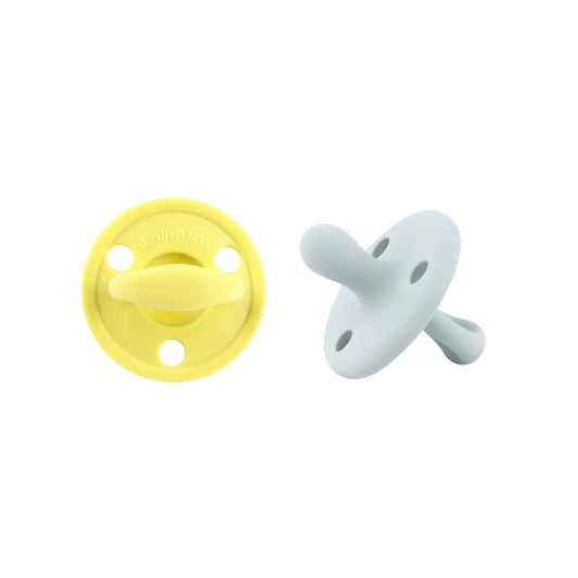 Kit 2 Chupetes Clásicos para Bebé Amarillo y Gris | Silicona Orgánica Nenina & Co