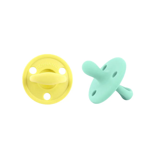 Kit 2 Chupetes Clásicos para Bebé Amarillo y Mint| Silicona Orgánica Nenina & Co