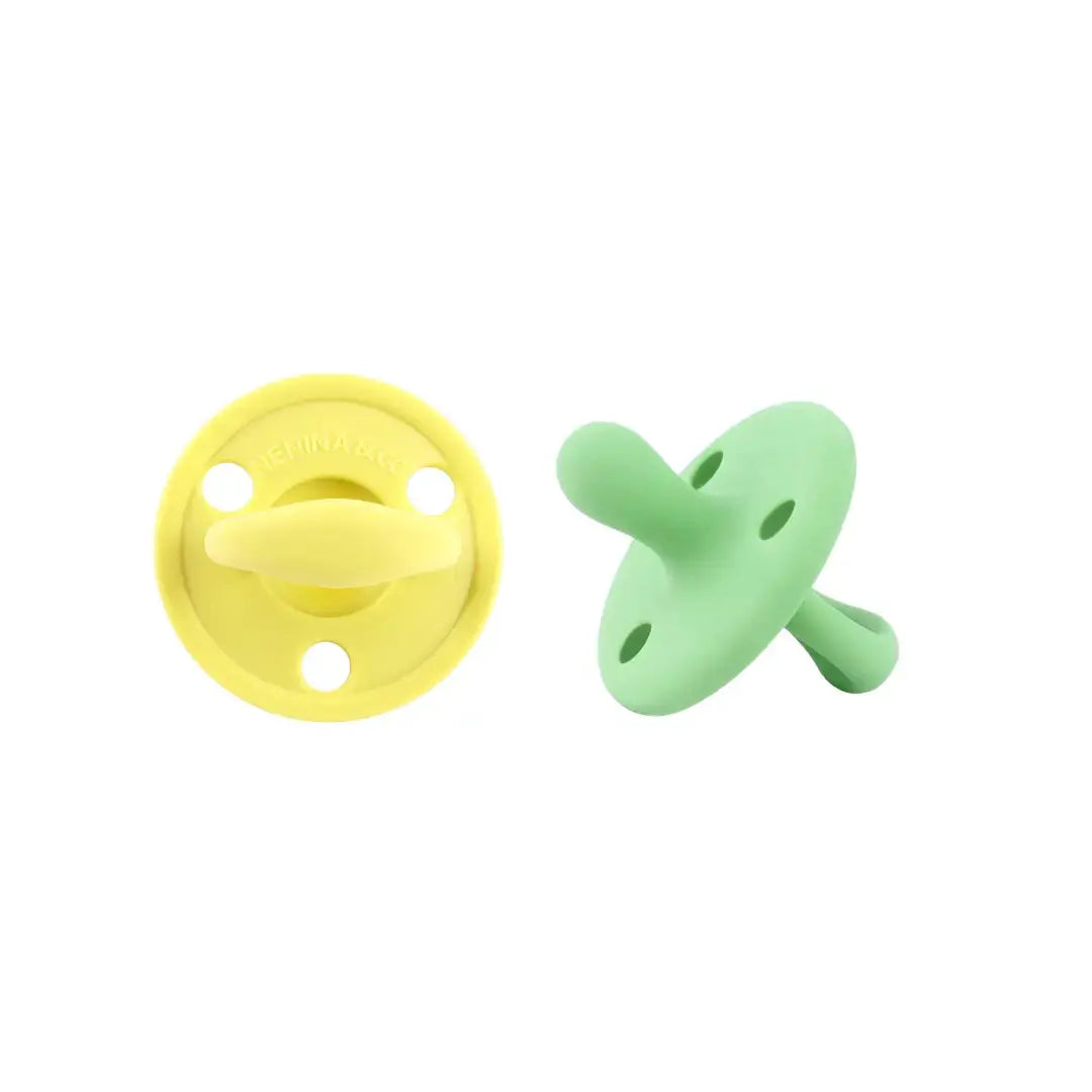Kit 2 Chupetes Clásicos para Bebé Amarillo y Oliva | Silicona Orgánica Nenina & Co