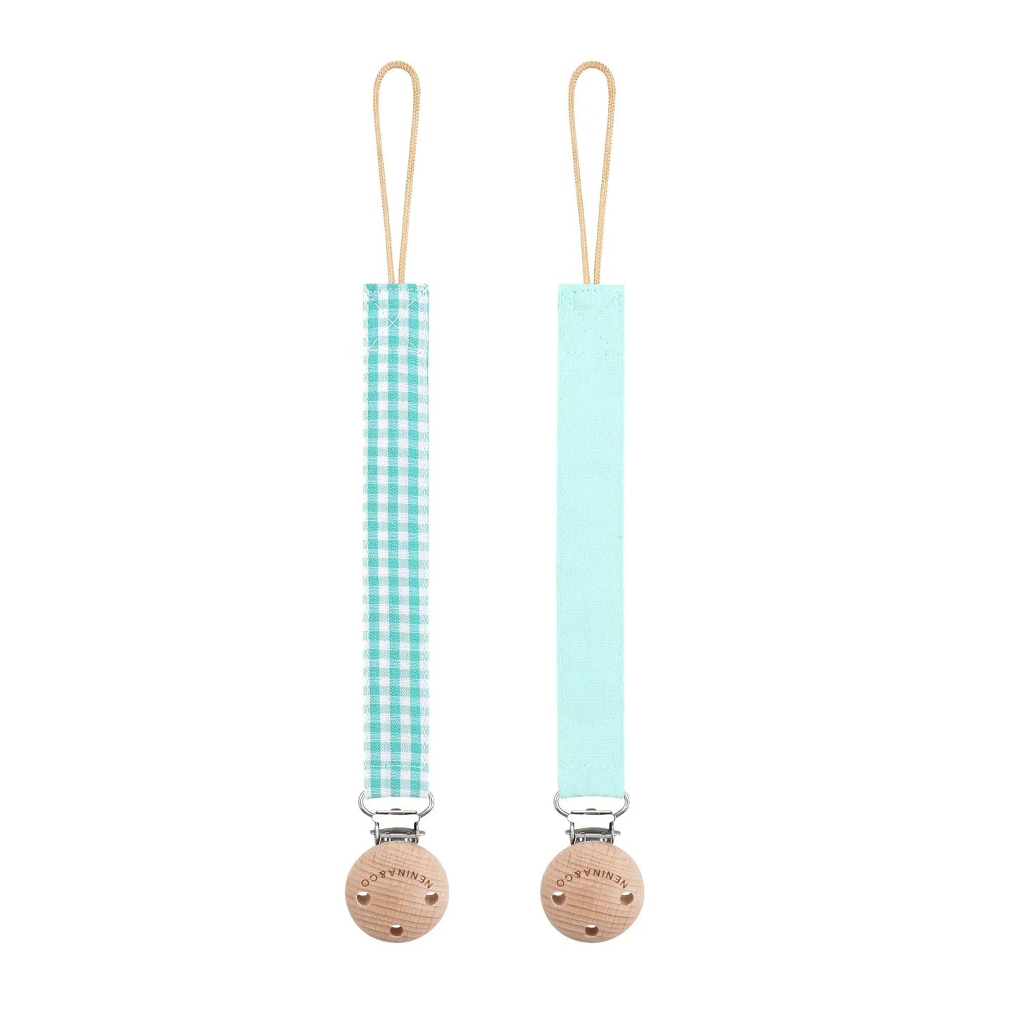 Kit 2 Guardachupete + 2 Chupeteros + 2 Chupetes Celeste y Azul DIAMOND Nenina & Co