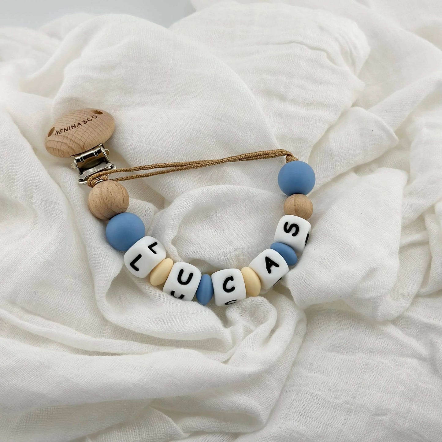 Kit Chupete DIAMOND FS Blue  de Silicona + Chupetero con Nombre | Nenina & Co.