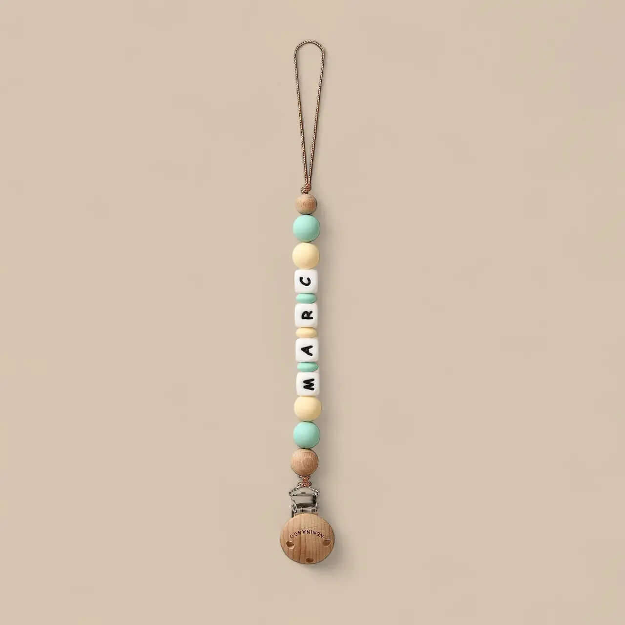 Kit Chupete Clásico Mint de Silicona + Chupetero con Nombre | Nenina & Co.