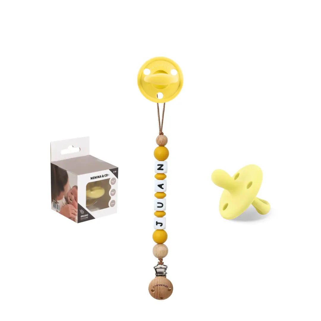 Kit Chupete Clásico de Silicona + Chupetero Mango con Nombre | Nenina & Co.