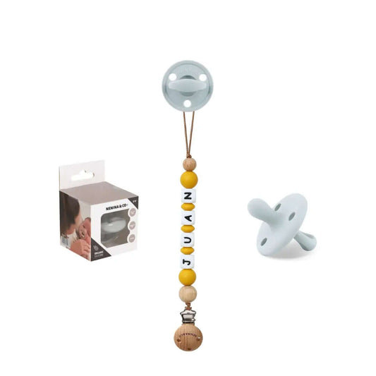 Kit Chupete Clásico de Silicona + Chupetero Mango con Nombre | Nenina & Co.
