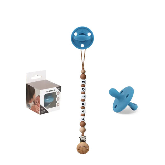 Kit Chupete Clásico de Silicona + Chupetero con Nombre | Nenina & Co.