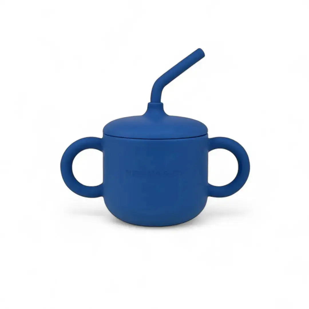 Kit Deluxe Vajilla + Babero BLW Blue 9 Piezas de Silicona orgánica con ventosas Nenina & Co