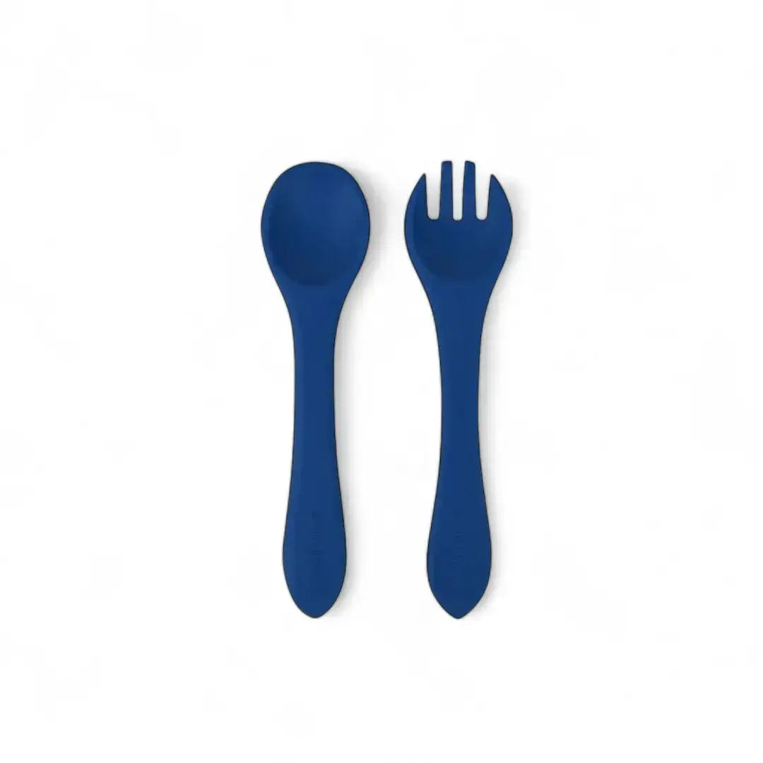 Kit Deluxe Vajilla + Babero BLW Blue 9 Piezas de Silicona orgánica con ventosas Nenina & Co