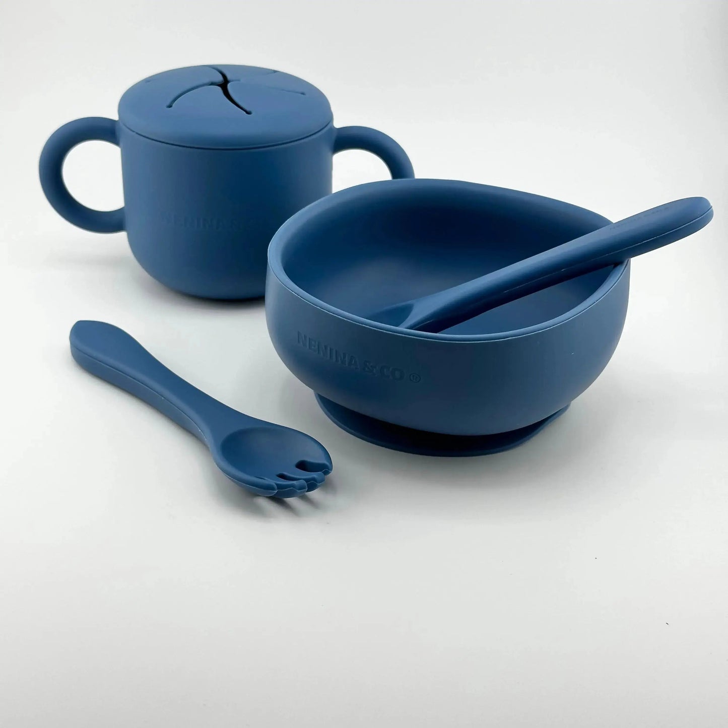 Vajilla BLW Blue 9 Piezas de Silicona orgánica con ventosas Nenina & Co