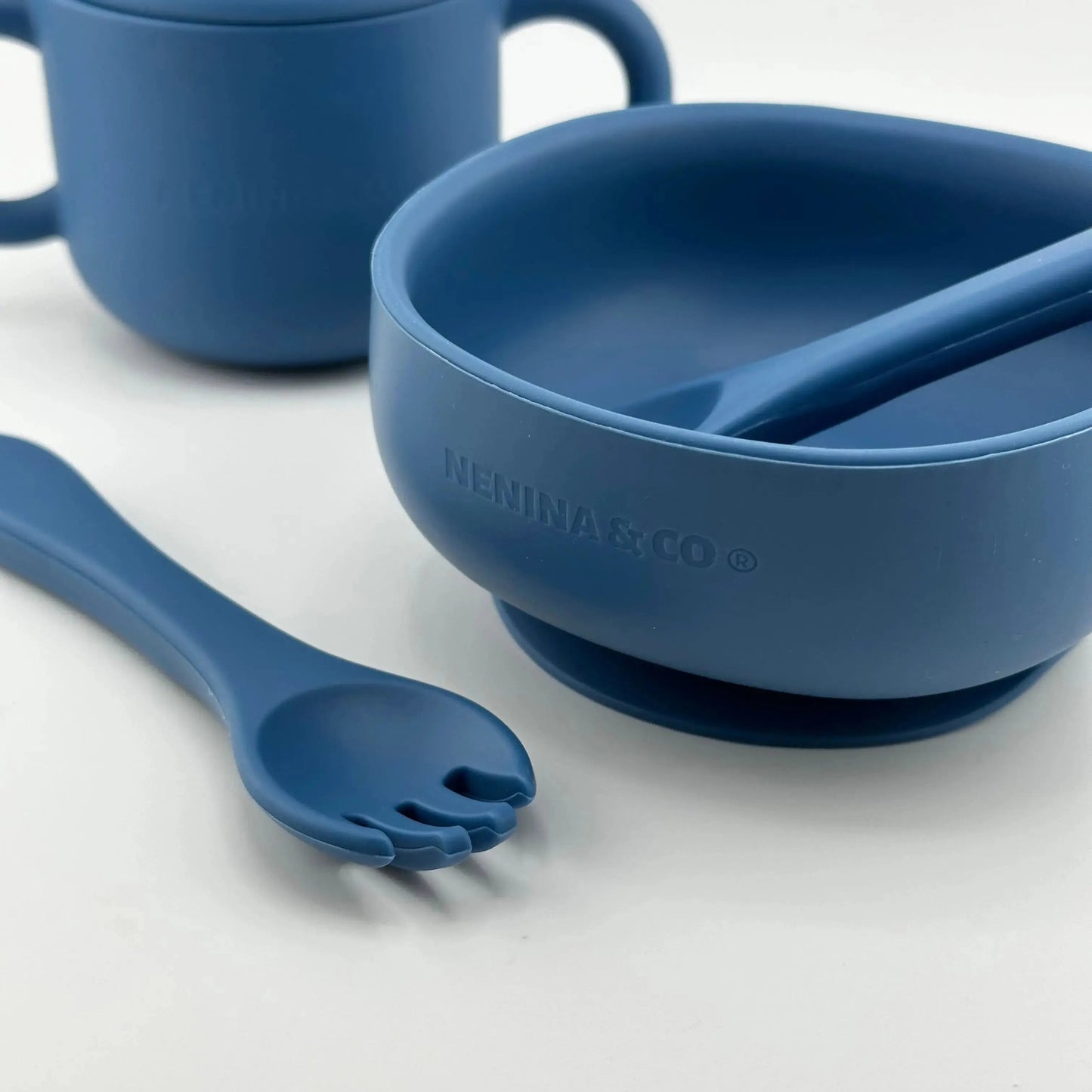 Vajilla BLW Blue 9 Piezas de Silicona orgánica con ventosas Nenina & Co