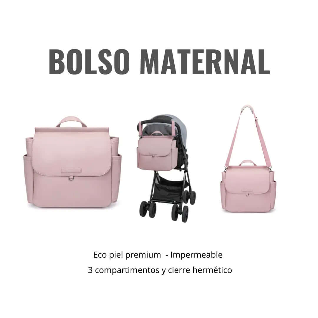 Kit Nacimiento - Bolso Maternal + Cambiador + Neceser + Portadocumento + Guardachupete Mirem By Nenina & Co