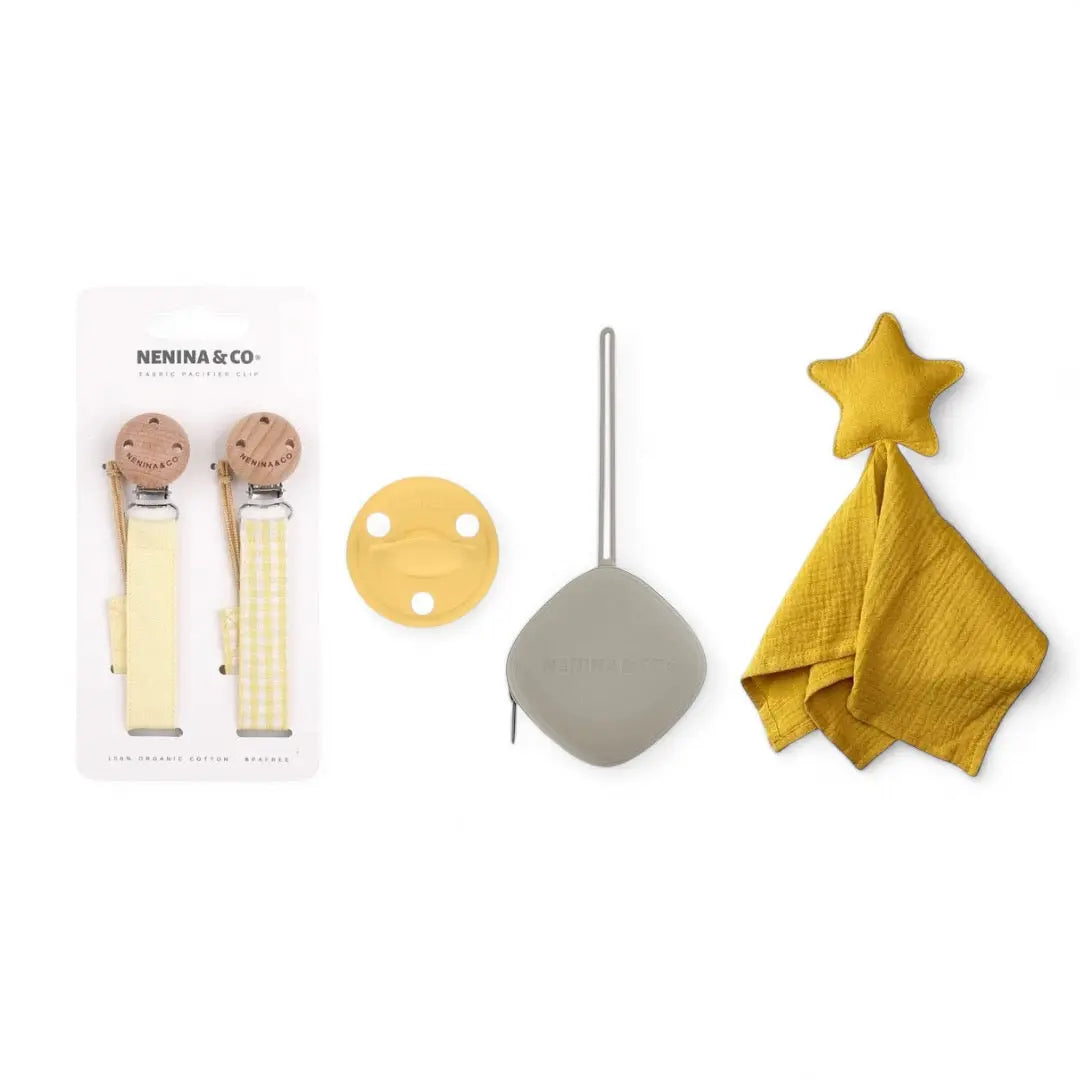 Kit RN 2 Chupeteros de algodón orgánico + 1 Chupete DIAMOND + 1 Dou dou de apego Nenina & Co