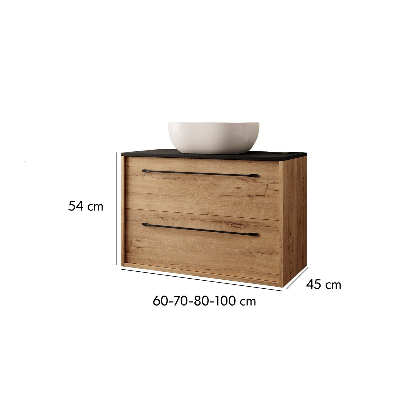 BATHME LENNOX Conjunto Mueble de Baño Completo con Encimera Roble Ostippo Ebony