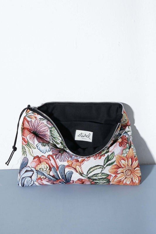 Funda de ordenador tejido jacquard flores crisantemos rojos