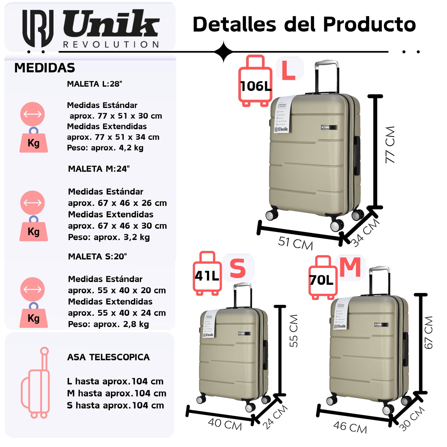 MALETA GRANDE VIGO EXTENSIBLE TSA ECO 77CM