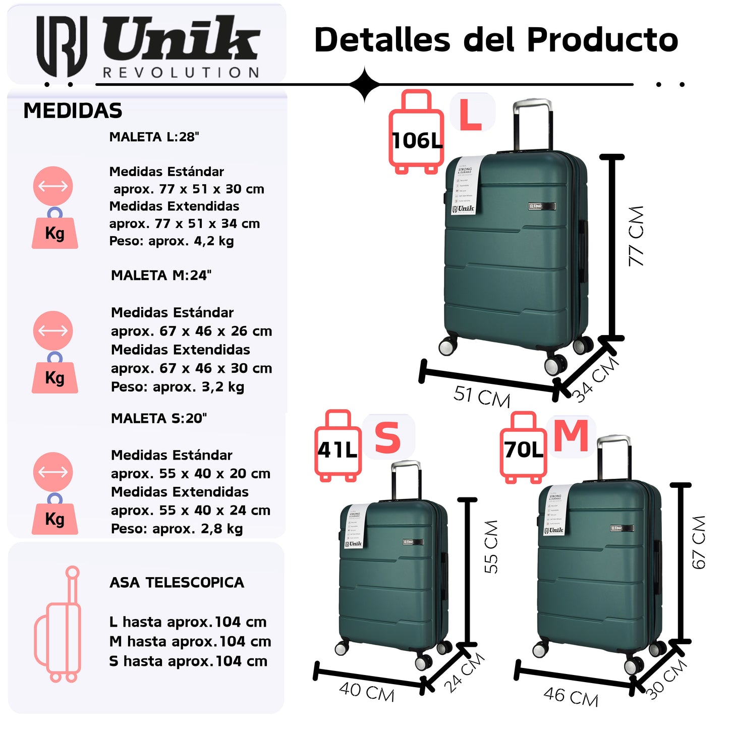 MALETA GRANDE VIGO EXTENSIBLE TSA ECO 77CM