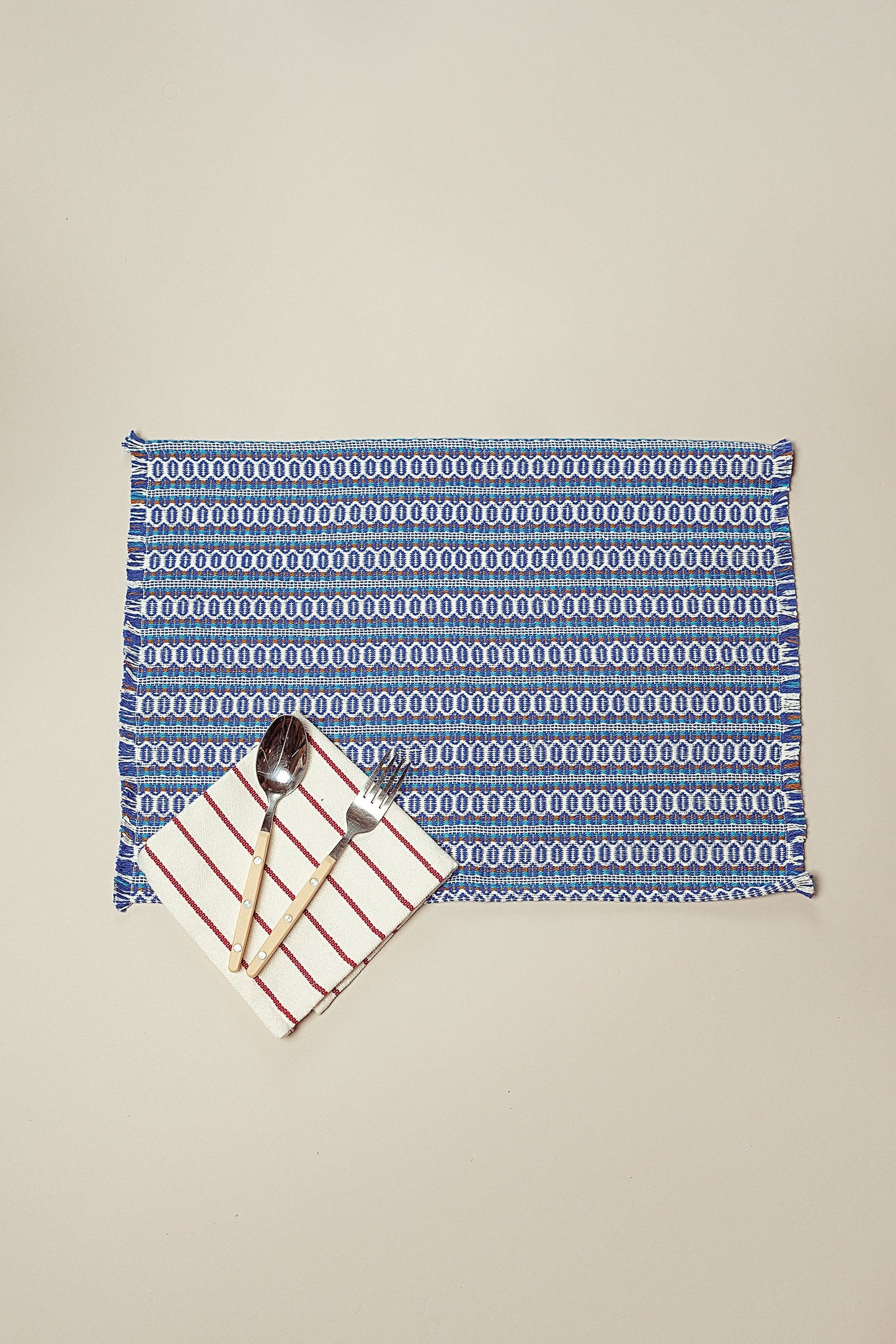 Mantel individual ojo de perdiz azul retro (pack de 2)