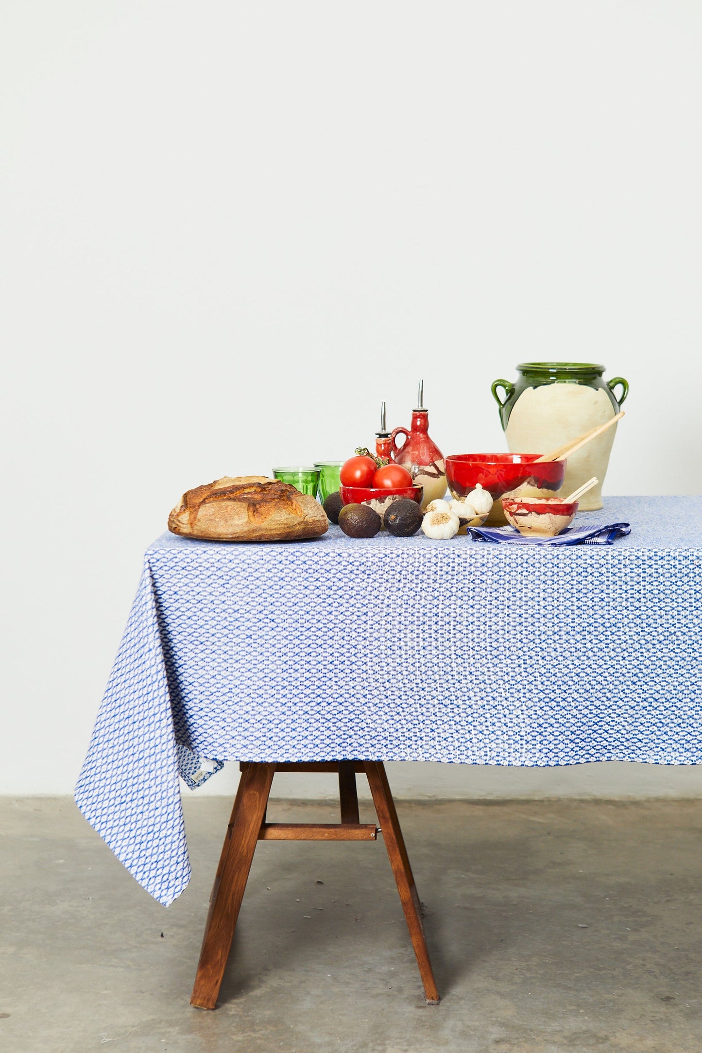 Mantel ojo de perdiz azul