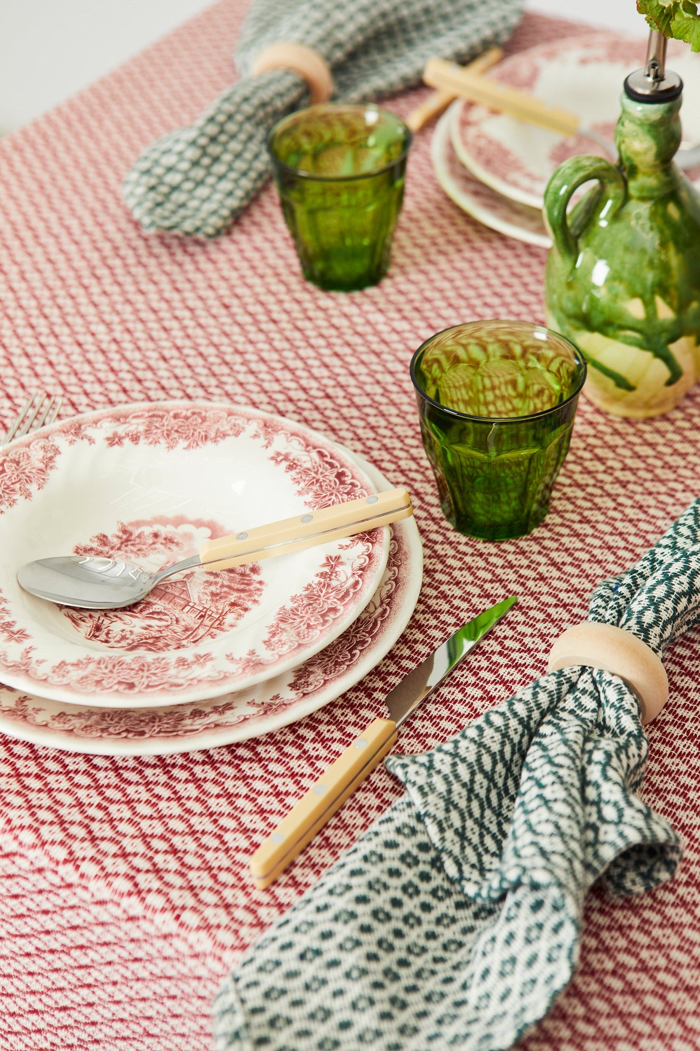 Mantel ojo de perdiz granate