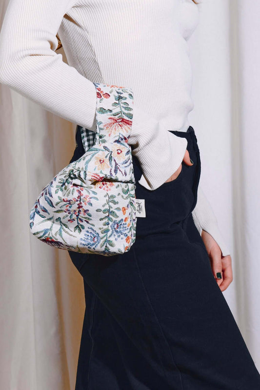 Bolso hatillo mini tejido jacquard flores azaleas