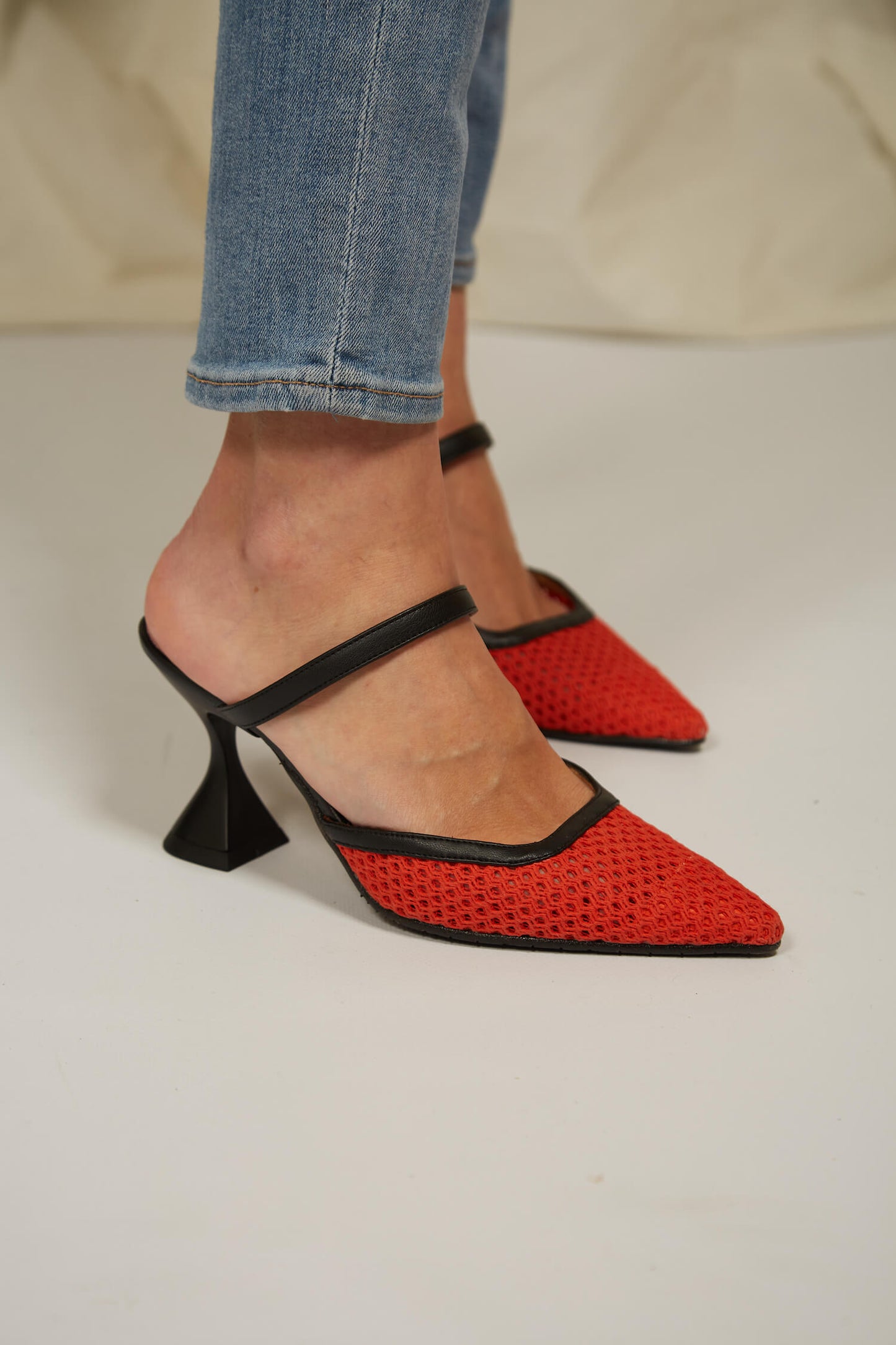 Tacones Ibiza rejilla naranja