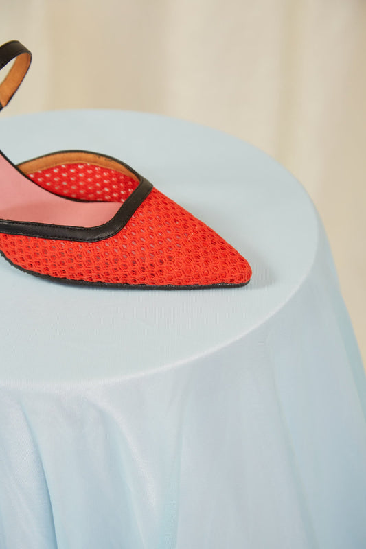 Tacones Ibiza rejilla naranja