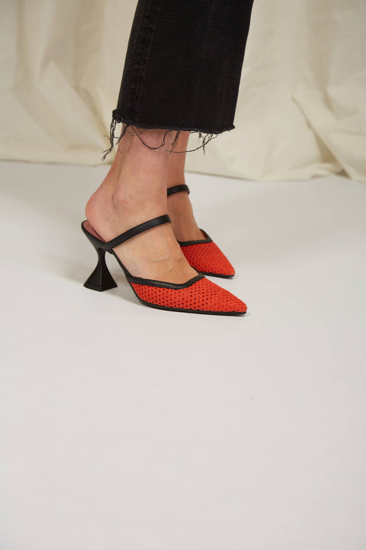 Tacones Ibiza rejilla naranja